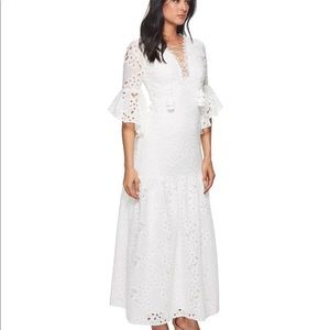 Badgley Mischka Belcanto Lace-Up Boho Women's Dress White